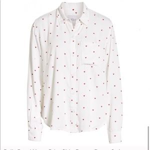 NWT Rails Rosci White Heart Print Shirt XS